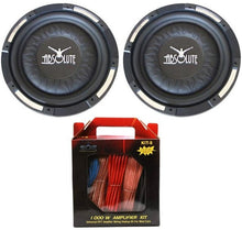 Load image into Gallery viewer, 2 Absolute XS-1000 10&quot; 1500 Watts Slim Shallow Subwoofer + 8 Gauge Amp Kit