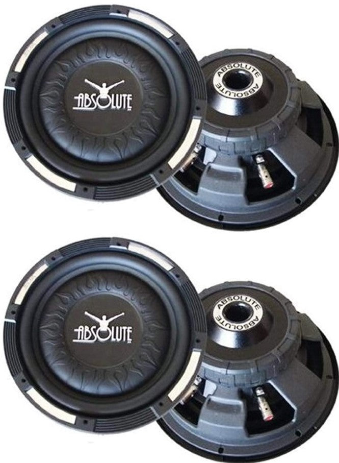 2 Absolute XS-1000 10" 1500 Watts Slim Shallow Subwoofer + 8 Gauge Amp Kit