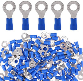 RTT8B Blue Ring Terminals 16 - 14 Gauge 100 Per Bag