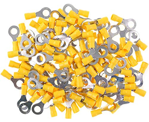 100Pcs 12-10AWG Insulated Terminals Ring Electrical Wire Crimp Connectors