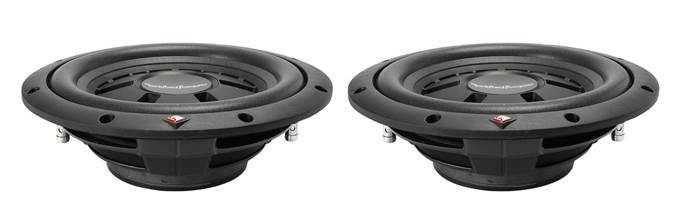 2x Rockford Fosgate R2SD2-10 Prime R2 Series 10" 1600W Shallow-mount Sub with Dual 2-ohm Voice Coils Mica-injected Polypropylene Woofer Cone with Poly-foam Surround