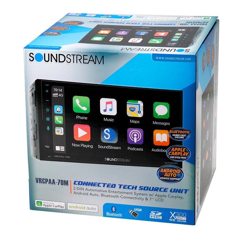 VRCPAA-70M 7" Double DIN Bluetooth CarPlay Android + 6.5" 4x6" coax speakers